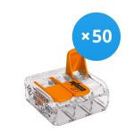 Voordeelpak 50x Wago 221-413 Verbindingsstuk Compact | 3 Kabel Aansluiting - Montageklem