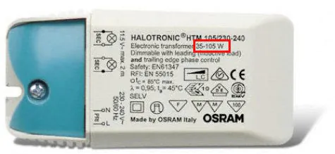 Grundlast Osram HTM Halotronic auf Typenschild